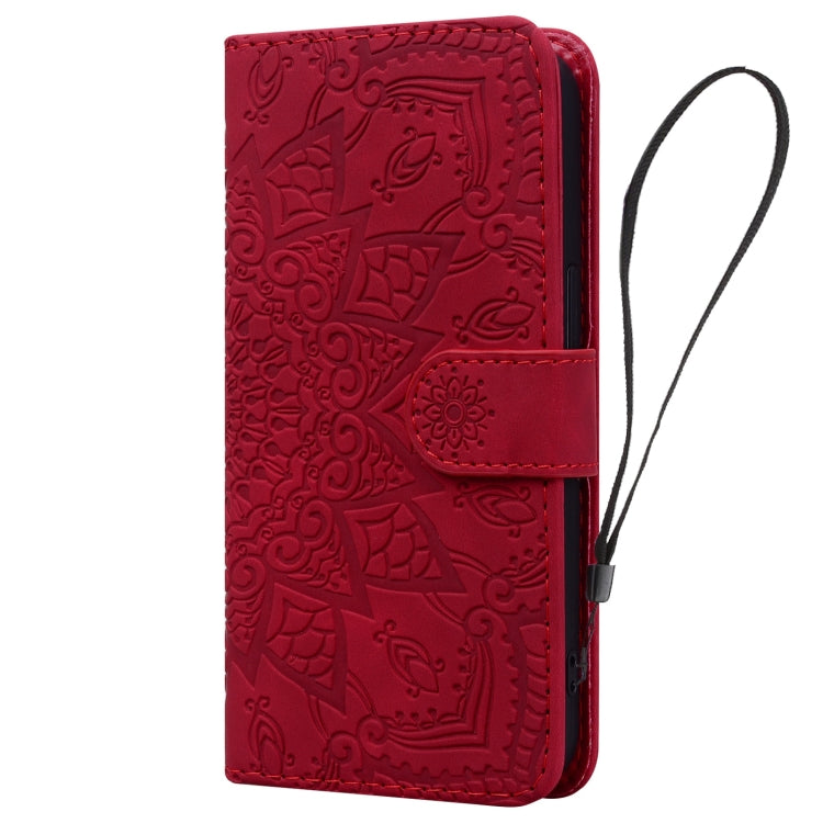 For Google Pixel 10 / 9 / 9 Pro Mandala Embossed Dual-Fold Calf Leather Phone Case(Red) by buy2fix