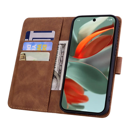 For Google Pixel 9 Pro XL / 10 Pro XL Mandala Embossed Dual-Fold Calf Leather Phone Case(Brown) by buy2fix