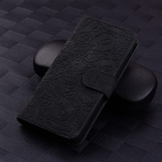 For Google Pixel 9 Pro XL / 10 Pro XL Mandala Embossed Dual-Fold Calf Leather Phone Case(Black) by buy2fix