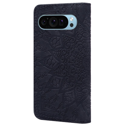 For Google Pixel 9 Pro XL / 10 Pro XL Mandala Embossed Dual-Fold Calf Leather Phone Case(Black) by buy2fix