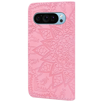 For Google Pixel 9 Pro XL / 10 Pro XL Mandala Embossed Dual-Fold Calf Leather Phone Case(Pink) by buy2fix