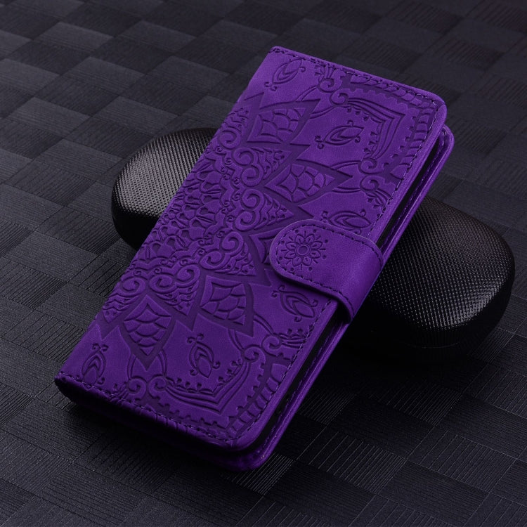 For Google Pixel 9 Pro XL / 10 Pro XL Mandala Embossed Dual-Fold Calf Leather Phone Case(Purple) by buy2fix