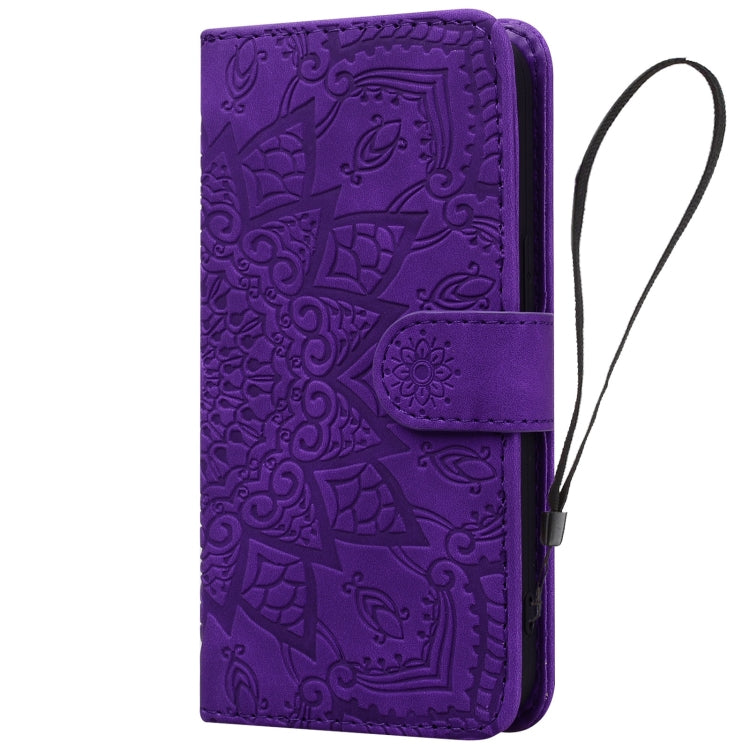 For Google Pixel 9 Pro XL / 10 Pro XL Mandala Embossed Dual-Fold Calf Leather Phone Case(Purple) by buy2fix