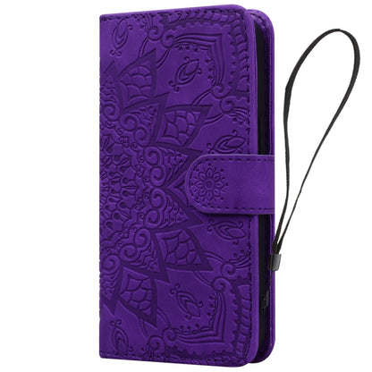 For Google Pixel 9 Pro XL / 10 Pro XL Mandala Embossed Dual-Fold Calf Leather Phone Case(Purple) by buy2fix