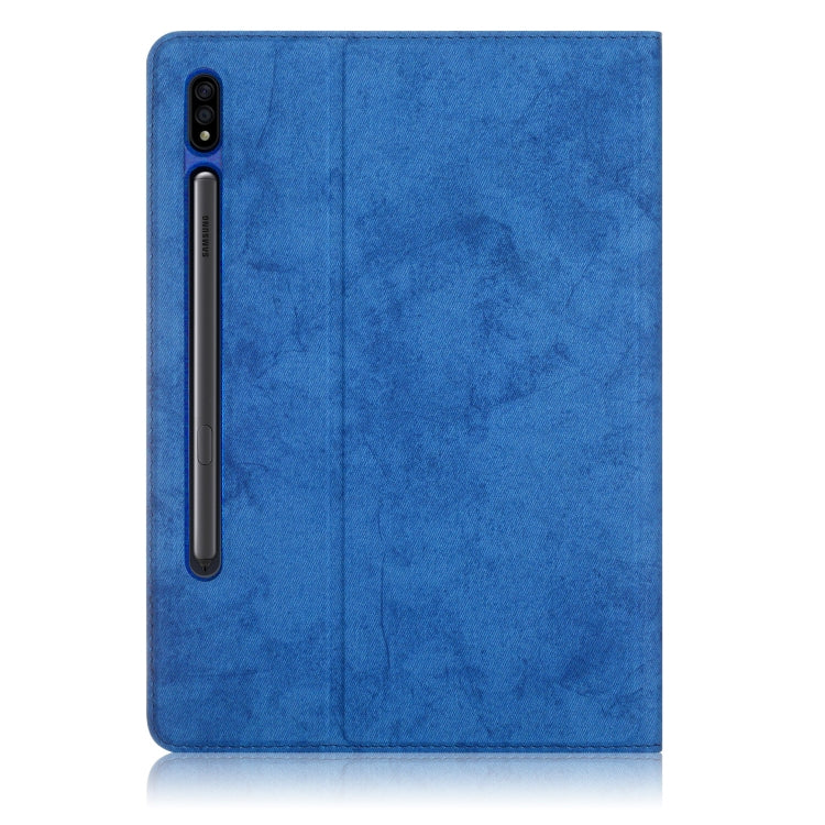 For Samsung Galaxy Tab S8 / Galaxy Tab S7 T870/T875 TPU Front Support Horizontal Flip Leather Case with Holder & Pen Slot & Sleep / Wake-up Function(Dark Blue) by buy2fix