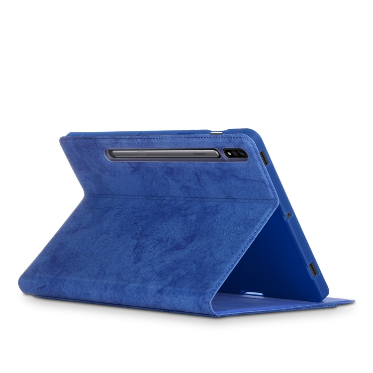 For Samsung Galaxy Tab S8 / Galaxy Tab S7 T870/T875 TPU Front Support Horizontal Flip Leather Case with Holder & Pen Slot & Sleep / Wake-up Function(Dark Blue) by buy2fix
