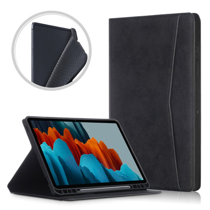 For Samsung Galaxy Tab S8+ / Tab S8 Plus / Tab S7 FE / Tab S7+ T970/T976B TPU Front Support Horizontal Flip Leather Case with Holder & Pen Slot & Sleep / Wake-up Function(Black) by buy2fix