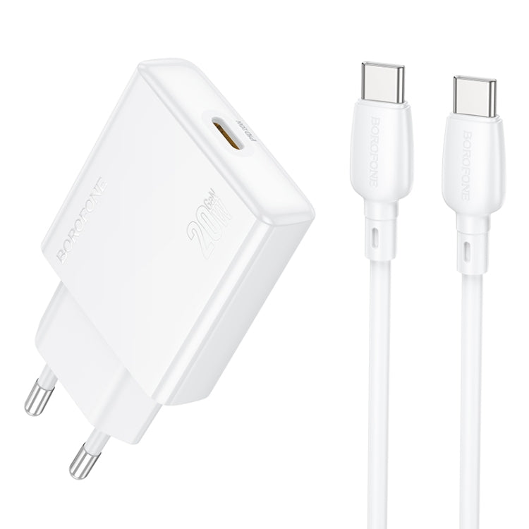 BOROFONE BN23 PD 20W Type-C Charger with 1m Type-C to Type-C Cable Set, Plug Type:EU Plug(White) - USB Charger by Borofone | Online Shopping UK | buy2fix