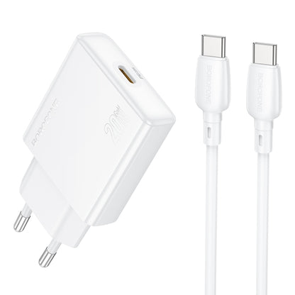 BOROFONE BN23 PD 20W Type-C Charger with 1m Type-C to Type-C Cable Set, Plug Type:EU Plug(White) - USB Charger by Borofone | Online Shopping UK | buy2fix