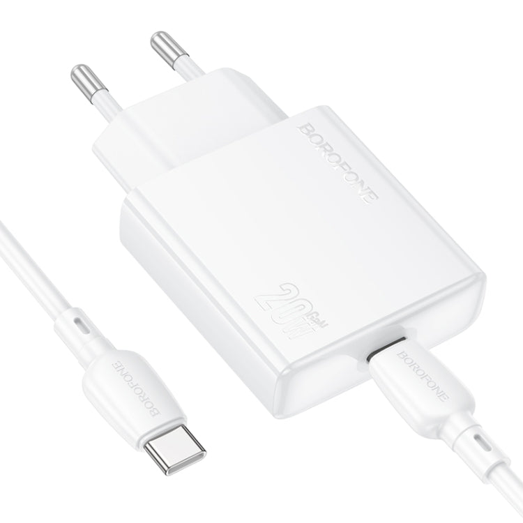 BOROFONE BN23 PD 20W Type-C Charger with 1m Type-C to Type-C Cable Set, Plug Type:EU Plug(White) - USB Charger by Borofone | Online Shopping UK | buy2fix