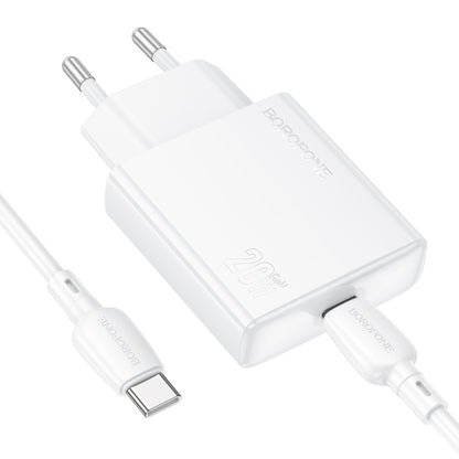 BOROFONE BN23 PD 20W Type-C Charger with 1m Type-C to Type-C Cable Set, Plug Type:EU Plug(White) - USB Charger by Borofone | Online Shopping UK | buy2fix