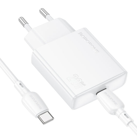 BOROFONE BN23 PD 20W Type-C Charger with 1m Type-C to Type-C Cable Set, Plug Type:EU Plug(White) - USB Charger by Borofone | Online Shopping UK | buy2fix