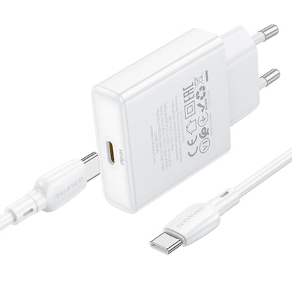 BOROFONE BN23 PD 20W Type-C Charger with 1m Type-C to Type-C Cable Set, Plug Type:EU Plug(White) - USB Charger by Borofone | Online Shopping UK | buy2fix