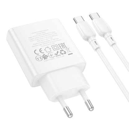BOROFONE BN23 PD 20W Type-C Charger with 1m Type-C to Type-C Cable Set, Plug Type:EU Plug(White) - USB Charger by Borofone | Online Shopping UK | buy2fix