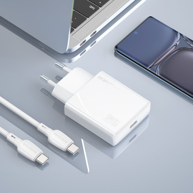 BOROFONE BN23 PD 20W Type-C Charger with 1m Type-C to Type-C Cable Set, Plug Type:EU Plug(White) - USB Charger by Borofone | Online Shopping UK | buy2fix