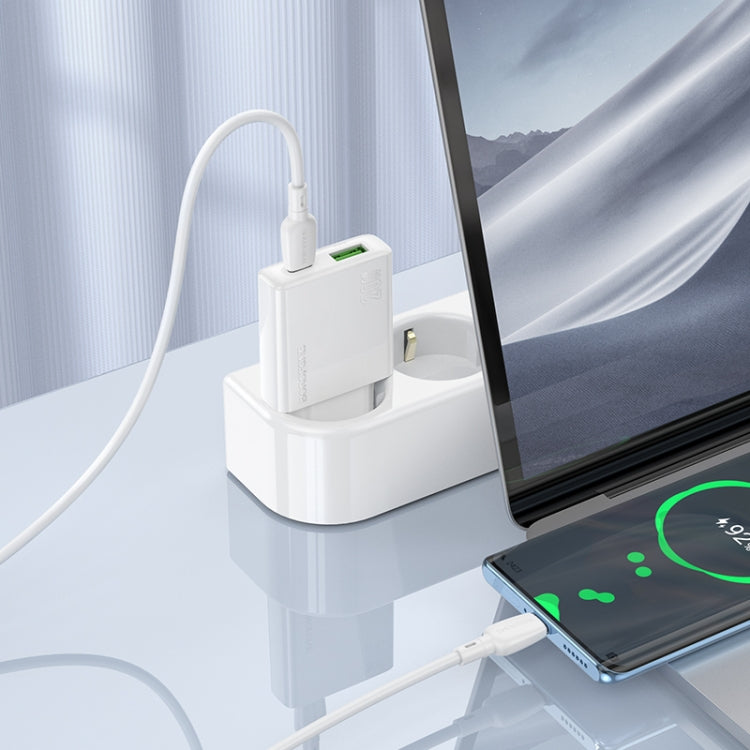 BOROFONE BN24 PD 20W USB, Type-C Charger with 1m Type-C to Type-C Cable Set, Plug Type:EU Plug(White) - USB Charger by Borofone | Online Shopping UK | buy2fix