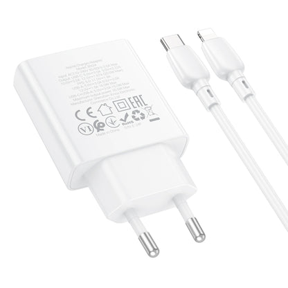 BOROFONE BN24 PD 20W USB, Type-C Charger with 1m Type-C to 8 Pin Cable Set, Plug Type:EU Plug(White) - USB Charger by Borofone | Online Shopping UK | buy2fix