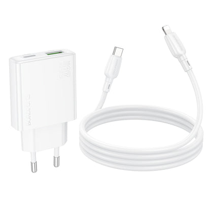 BOROFONE BN24 PD 20W USB, Type-C Charger with 1m Type-C to 8 Pin Cable Set, Plug Type:EU Plug(White) - USB Charger by Borofone | Online Shopping UK | buy2fix