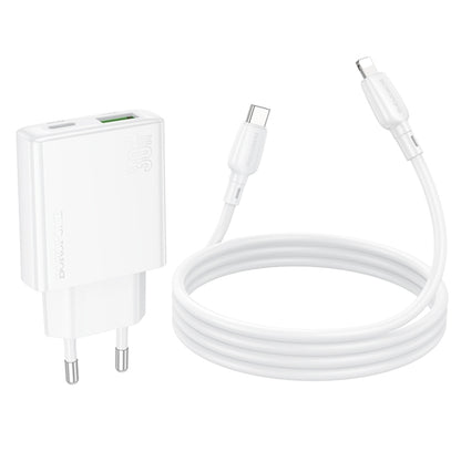 BOROFONE BN25 PD 30W USB, Type-C Charger with 1m Type-C to 8 Pin Cable Set, Plug Type:EU Plug(White) - USB Charger by Borofone | Online Shopping UK | buy2fix