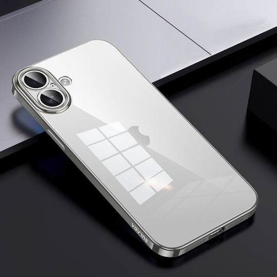 For iPhone 16 Plus SULADA Shine Through Series Plating TPU Transparent Phone Case(Titanium Grey)