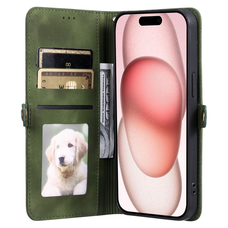 For iPhone 16 Pro Max Skin Feel Totem Embossed Leather Phone Case(Deep Green) by buy2fix