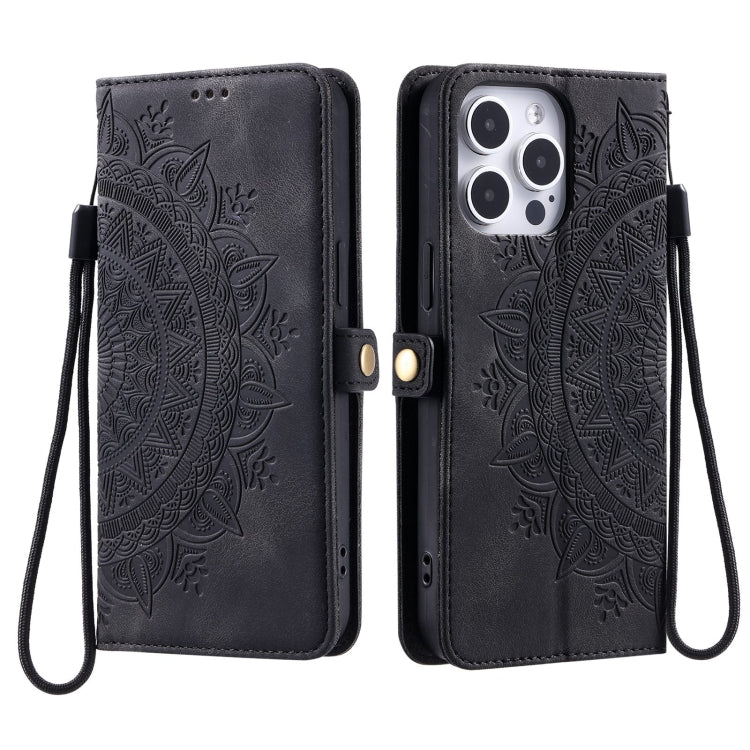 For iPhone 16 Pro Max Skin Feel Totem Embossed Leather Phone Case(Black) by buy2fix