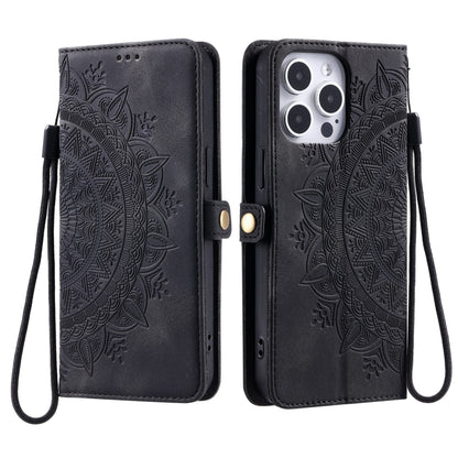 For iPhone 16 Pro Max Skin Feel Totem Embossed Leather Phone Case(Black) by buy2fix
