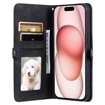 For iPhone 16 Pro Max Skin Feel Totem Embossed Leather Phone Case(Black) by buy2fix