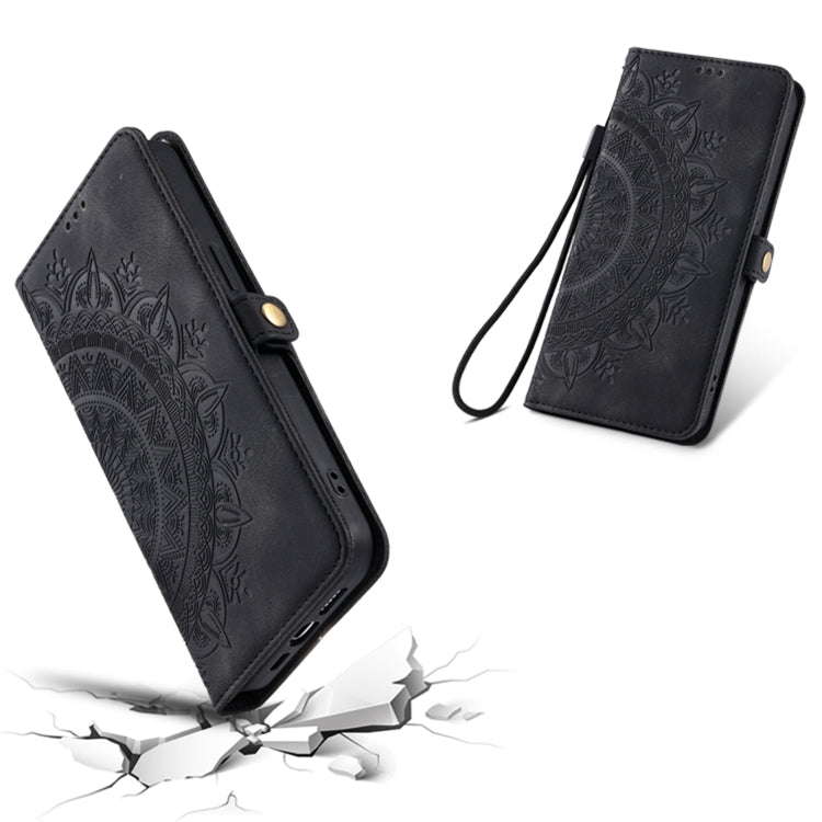 For iPhone 16 Pro Max Skin Feel Totem Embossed Leather Phone Case(Black) by buy2fix