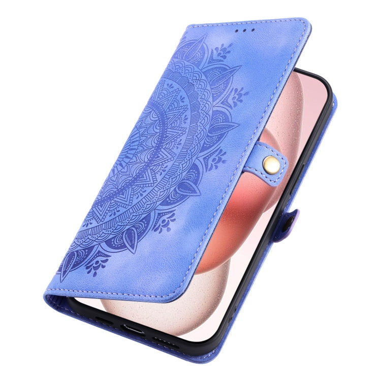 For iPhone 16 Pro Skin Feel Totem Embossed Leather Phone Case(Purple) by buy2fix