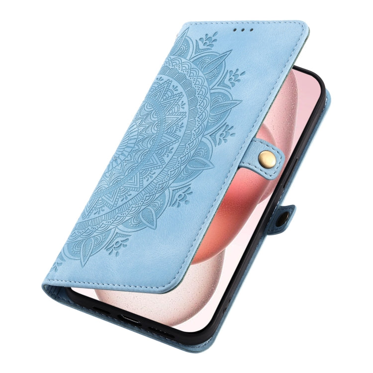 For iPhone 16 Pro Skin Feel Totem Embossed Leather Phone Case(Blue) by buy2fix