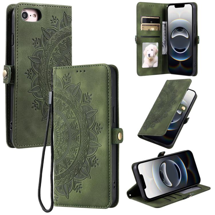 For iPhone 16e Skin Feel Totem Embossed Leather Phone Case(Deep Green) - iPhone 16e Cases by buy2fix | Online Shopping UK | buy2fix