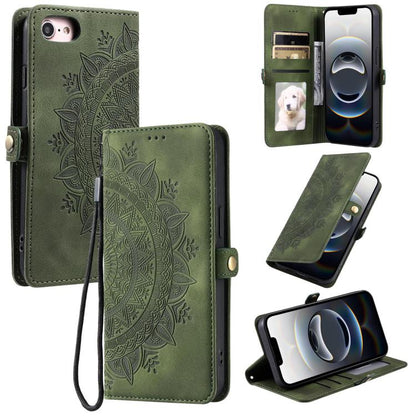 For iPhone 16e Skin Feel Totem Embossed Leather Phone Case(Deep Green) - iPhone 16e Cases by buy2fix | Online Shopping UK | buy2fix