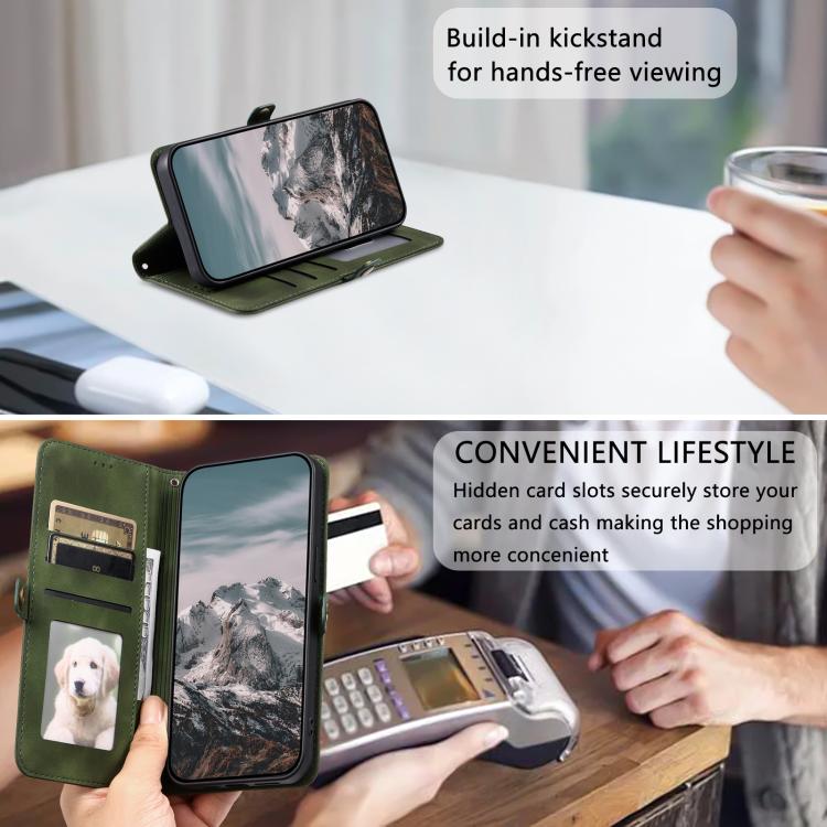 For iPhone 16e Skin Feel Totem Embossed Leather Phone Case(Deep Green) - iPhone 16e Cases by buy2fix | Online Shopping UK | buy2fix