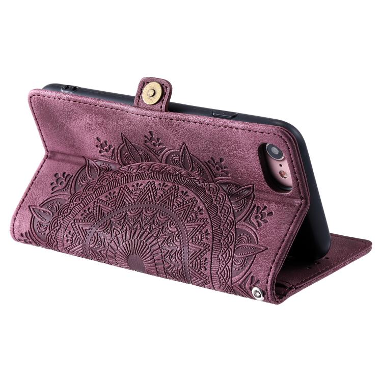 For iPhone 16e Skin Feel Totem Embossed Leather Phone Case(Wine Red) - iPhone 16e Cases by buy2fix | Online Shopping UK | buy2fix
