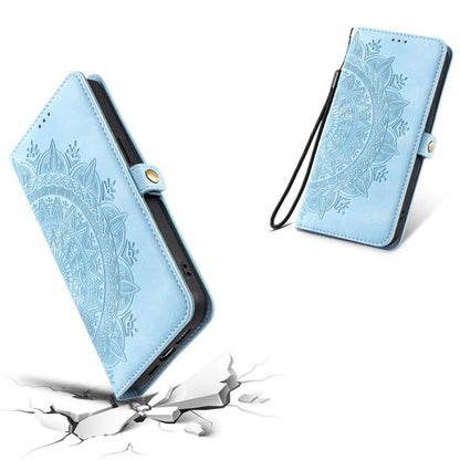 For iPhone 16e Skin Feel Totem Embossed Leather Phone Case(Blue) - iPhone 16e Cases by buy2fix | Online Shopping UK | buy2fix