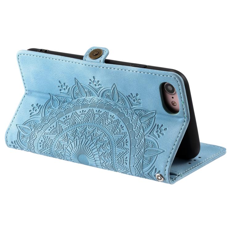 For iPhone 16e Skin Feel Totem Embossed Leather Phone Case(Blue) - iPhone 16e Cases by buy2fix | Online Shopping UK | buy2fix