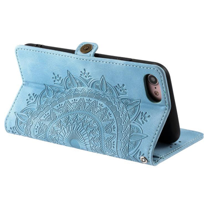 For iPhone 16e Skin Feel Totem Embossed Leather Phone Case(Blue) - iPhone 16e Cases by buy2fix | Online Shopping UK | buy2fix