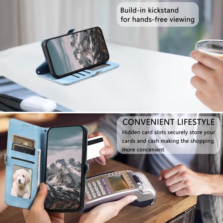 For iPhone 16e Skin Feel Totem Embossed Leather Phone Case(Blue) - iPhone 16e Cases by buy2fix | Online Shopping UK | buy2fix