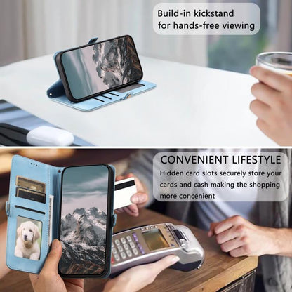 For iPhone 16e Skin Feel Totem Embossed Leather Phone Case(Blue) - iPhone 16e Cases by buy2fix | Online Shopping UK | buy2fix