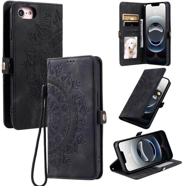 For iPhone 16e Skin Feel Totem Embossed Leather Phone Case(Black) - iPhone 16e Cases by buy2fix | Online Shopping UK | buy2fix