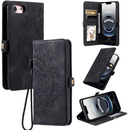 For iPhone 16e Skin Feel Totem Embossed Leather Phone Case(Black) - iPhone 16e Cases by buy2fix | Online Shopping UK | buy2fix