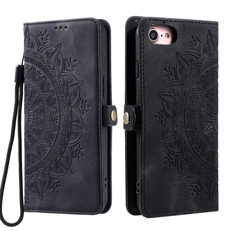 For iPhone 16e Skin Feel Totem Embossed Leather Phone Case(Black) - iPhone 16e Cases by buy2fix | Online Shopping UK | buy2fix