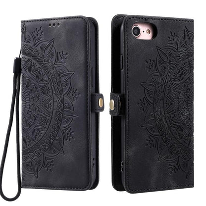 For iPhone 16e Skin Feel Totem Embossed Leather Phone Case(Black) - iPhone 16e Cases by buy2fix | Online Shopping UK | buy2fix