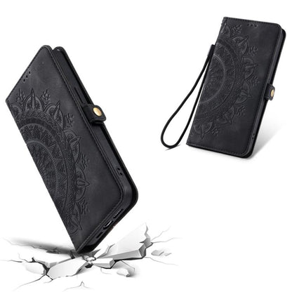 For iPhone 16e Skin Feel Totem Embossed Leather Phone Case(Black) - iPhone 16e Cases by buy2fix | Online Shopping UK | buy2fix