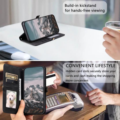 For iPhone 16e Skin Feel Totem Embossed Leather Phone Case(Black) - iPhone 16e Cases by buy2fix | Online Shopping UK | buy2fix