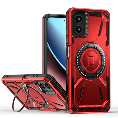 For Motorola Moto G Power 5G 2024 Armor II Series MagSafe Magnetic Holder Phone Case(Red) by buy2fix