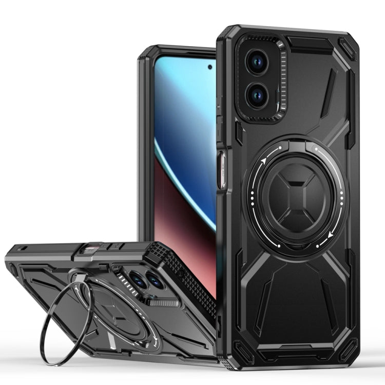 For Motorola Moto G Power 5G 2024 Armor II Series MagSafe Magnetic Holder Phone Case(Black) by buy2fix