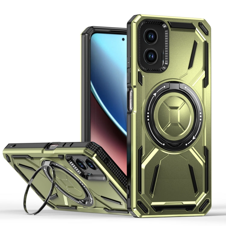 For Motorola Moto G Power 5G 2024 Armor II Series MagSafe Magnetic Holder Phone Case(Army Green) by buy2fix