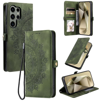 For Samsung Galaxy S25 Ultra 5G Skin Feel Totem Embossed Leather Phone Case(Deep Green) by buy2fix